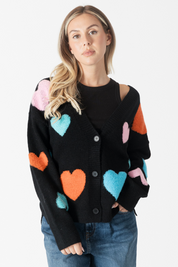 Black Sherpa Heart Cardigan