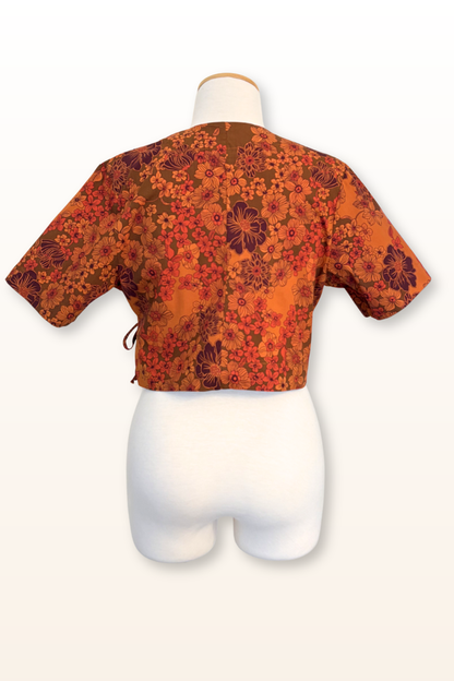 Jeju Cotton Shirt in Terracotta Floral Print