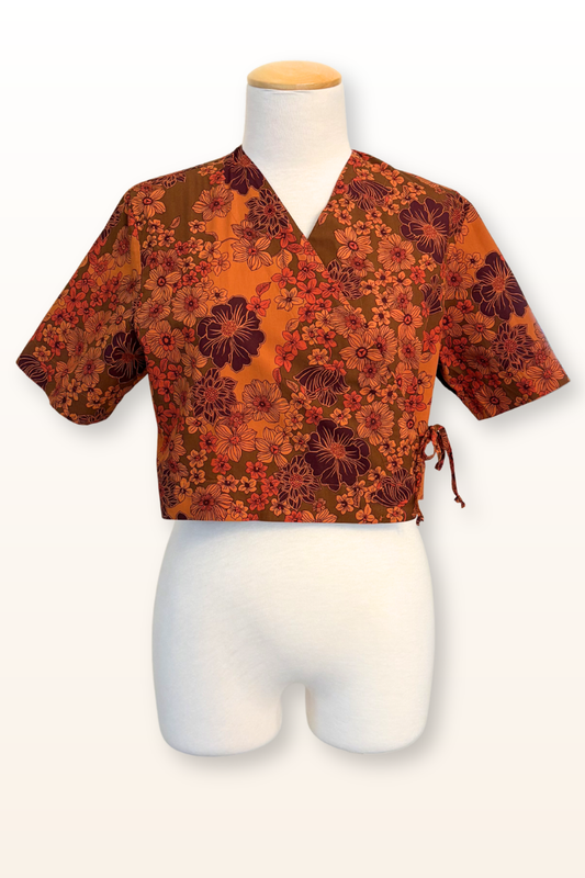 Jeju Cotton Shirt in Terracotta Floral Print