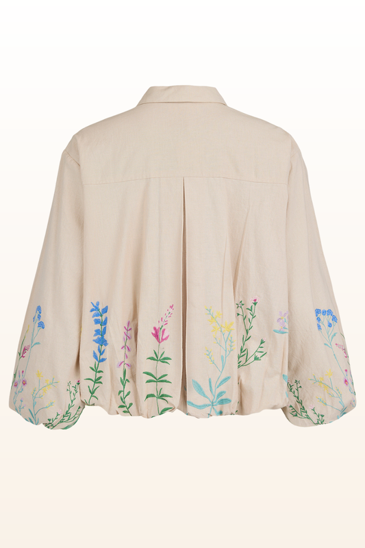 Embroidered Cotton Short Bubble Jacket-COMING SOON