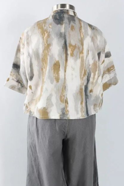 Joe Shirt in Pioggia Print Linen/Viscose-COMING SOON