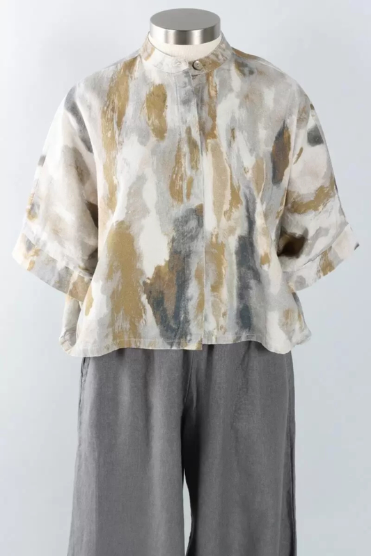 Joe Shirt in Pioggia Print Linen/Viscose-COMING SOON