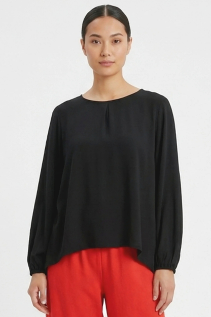 Lucinda Shirt in Black Satin