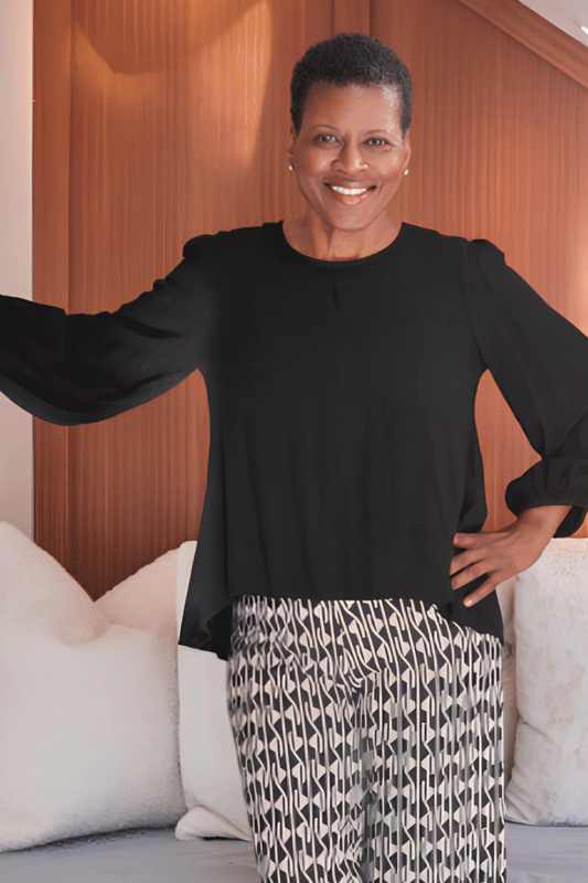 Lucinda Shirt in Black Satin