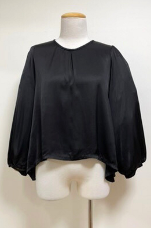 Lucinda Shirt in Black Satin