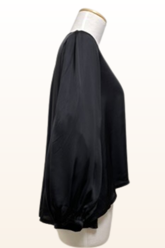 Lucinda Shirt in Black Satin