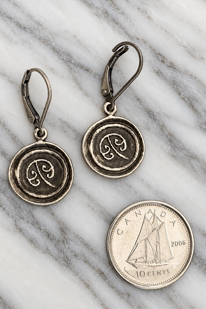 Refurbished Sterling Silver Euro-Back Symbol Earrings
