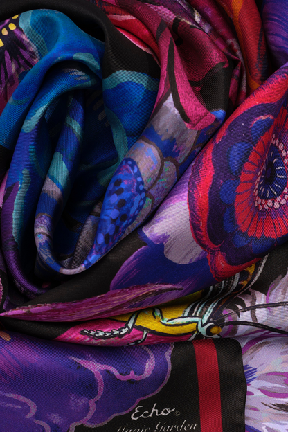 Magic Garden 35" Silk Square Scarf