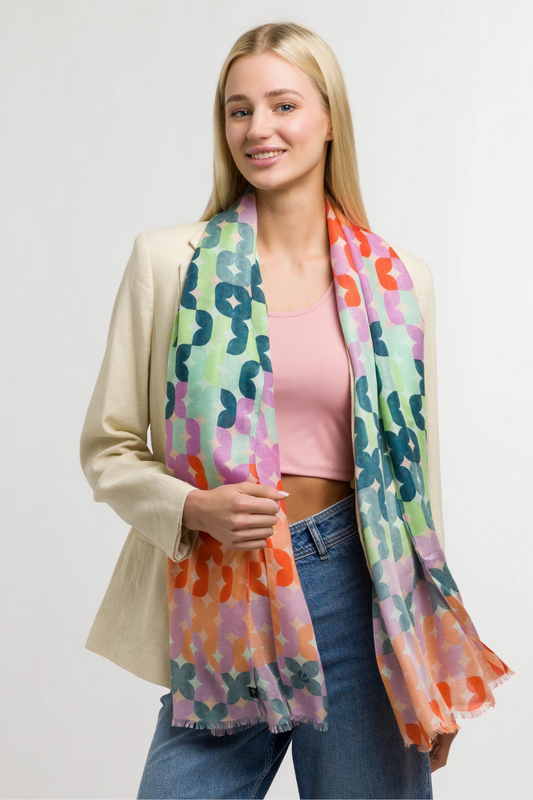 Tiled Floral Oblong Scarf