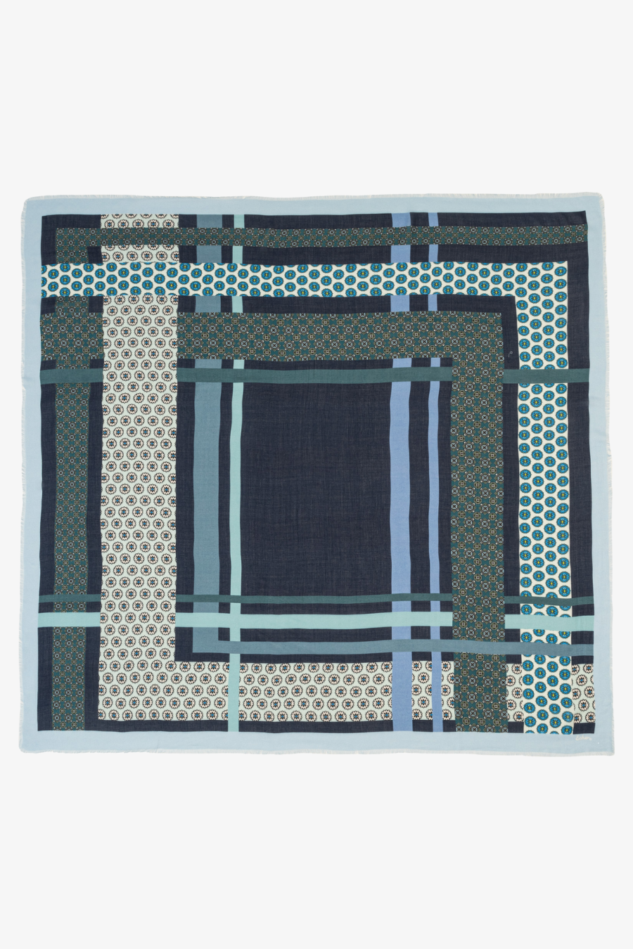 Navy Foulard Patch Square Scarf