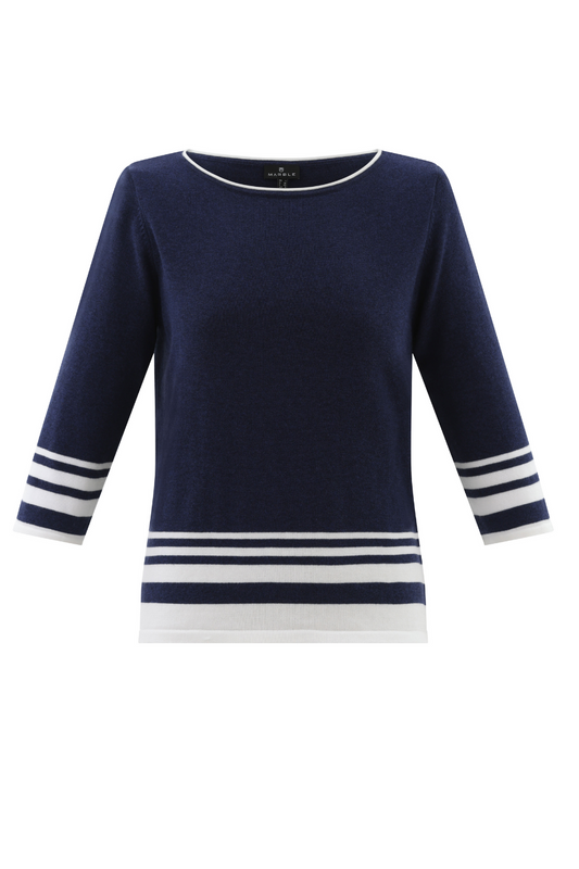 Navy Boat Neck Sweater