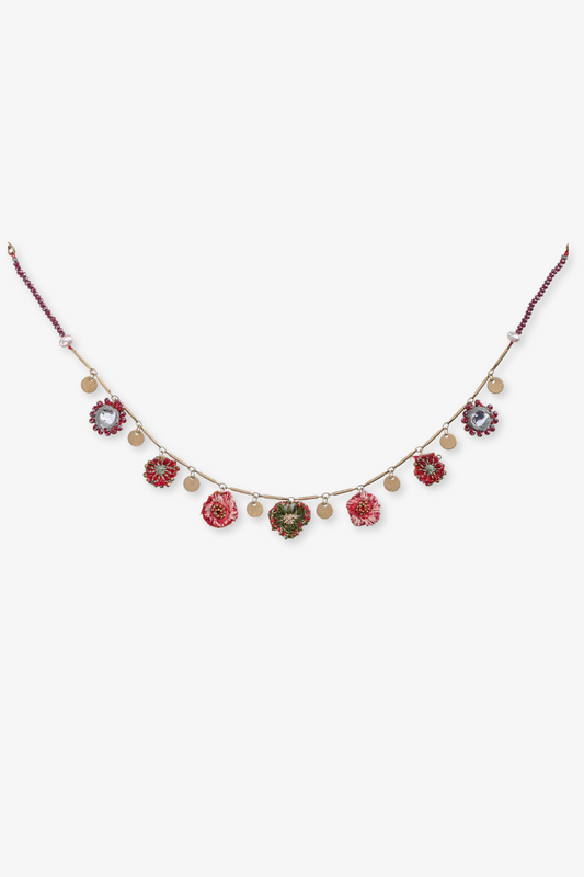 Embroidered Garden Flower Necklace