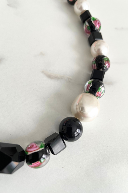 Black/Rose/Pearl Necklace