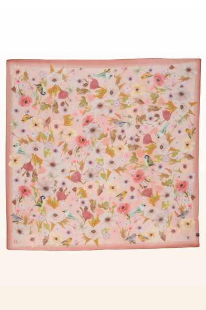 Floral/Birds Cotton/Silk Square Scarf-COMING SOON