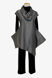 Noa Tunic in Houndstooth Memory Crunch Taffeta