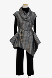 Noa Tunic in Houndstooth Memory Crunch Taffeta