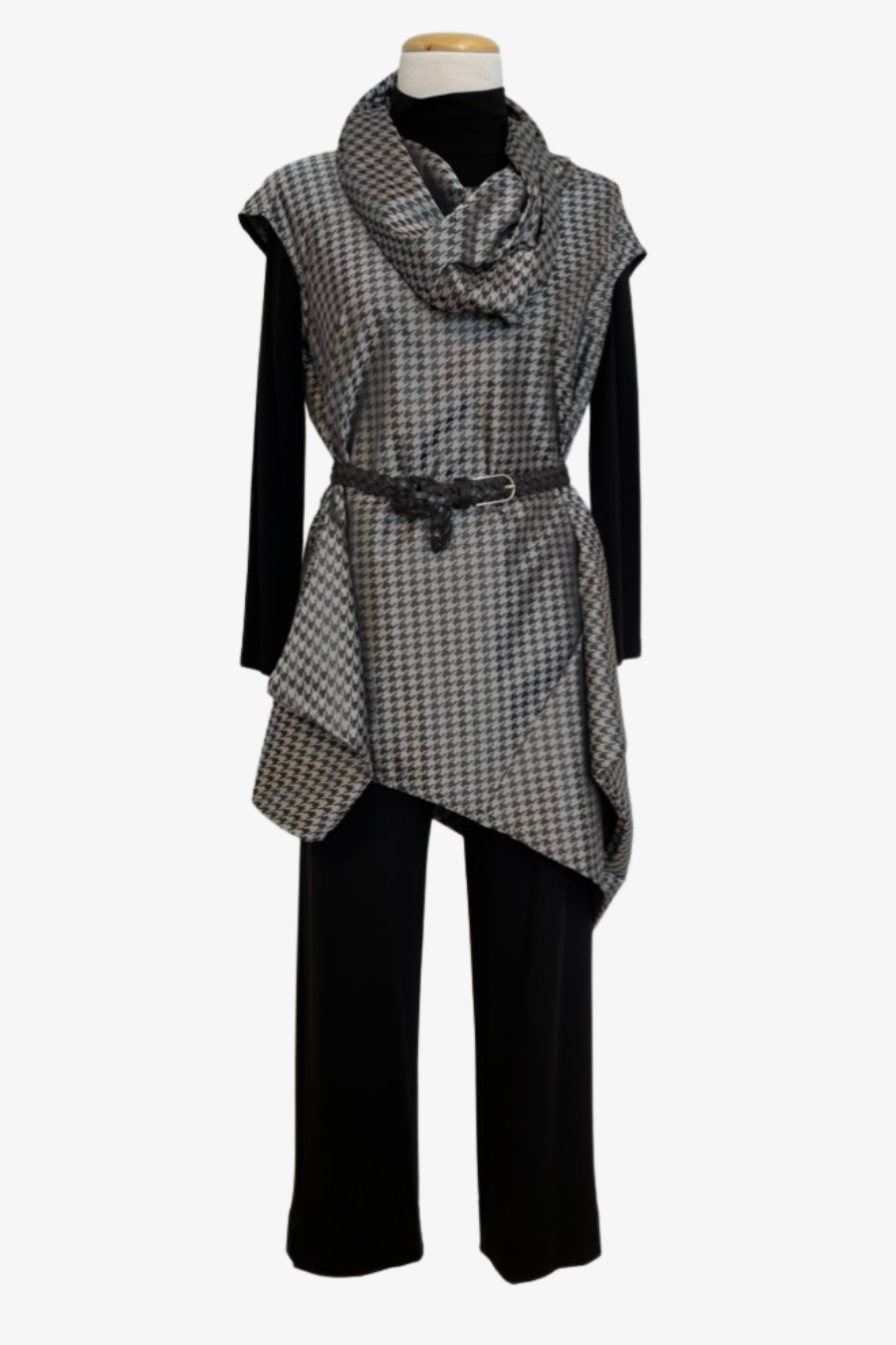 Noa Tunic in Houndstooth Memory Crunch Taffeta