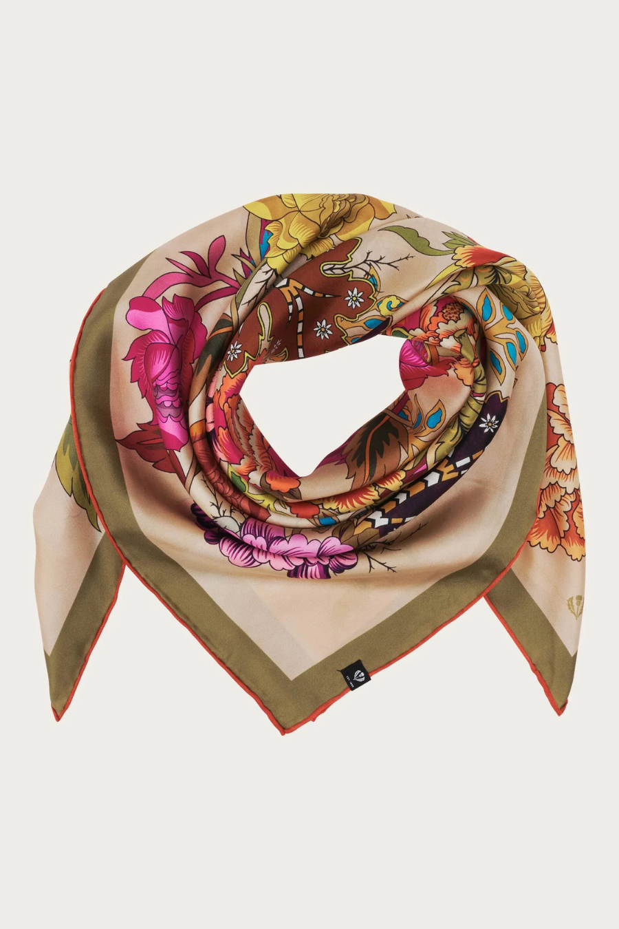 Silk Floral Print Sqaure Scarf