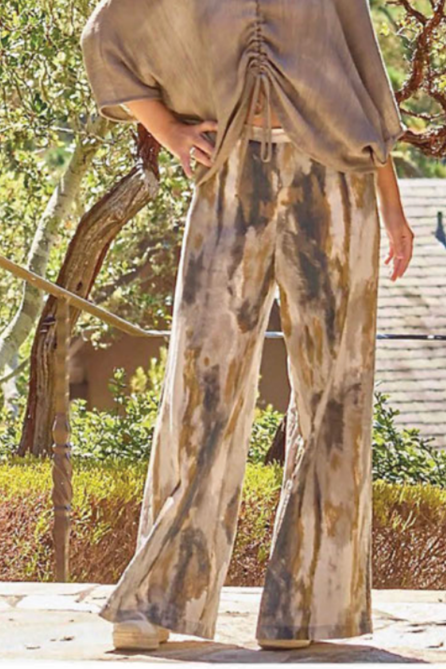 Long Full Pant in Pioggia Print Linen/Viscose-COMING SOON