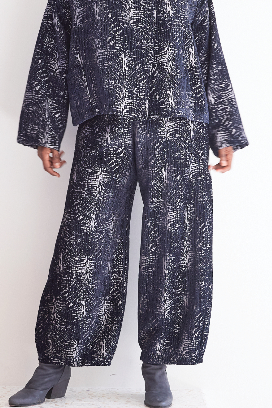 Flat Front Medina Pant in Fontana Velvet Chenille-COMING SOON