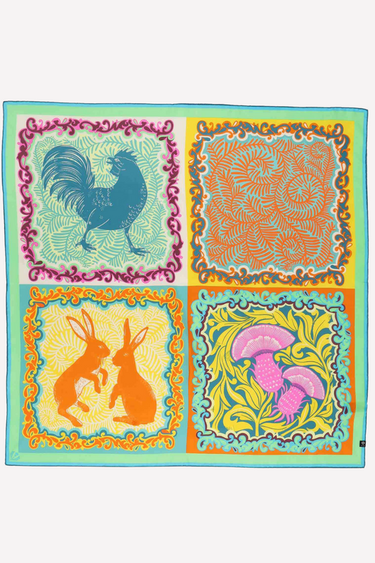 Forest Patchwork Silk Square Scarf-COMING SOON