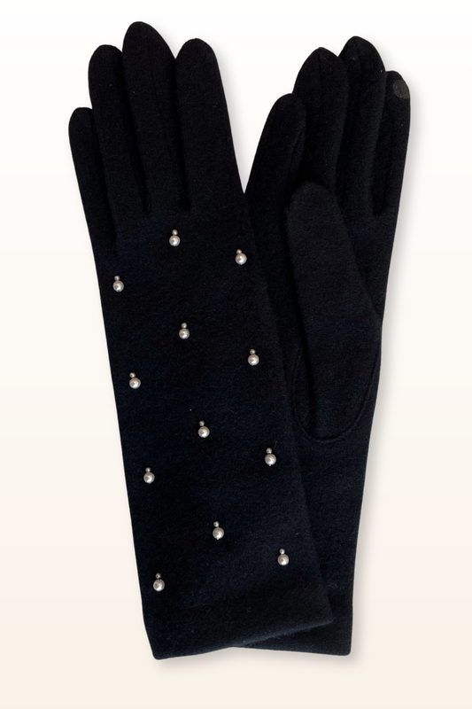 Black Gloves with Pearls