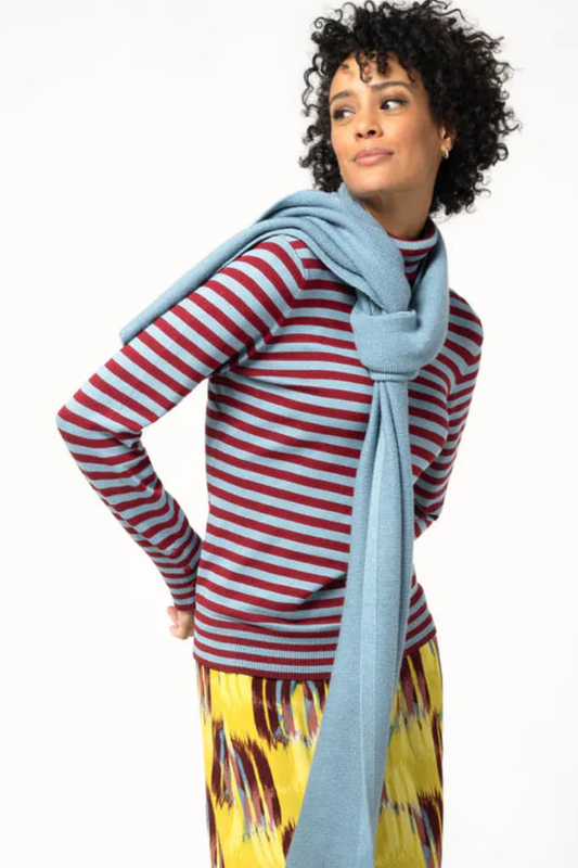 Stripe Bamboo Turtle Neck
