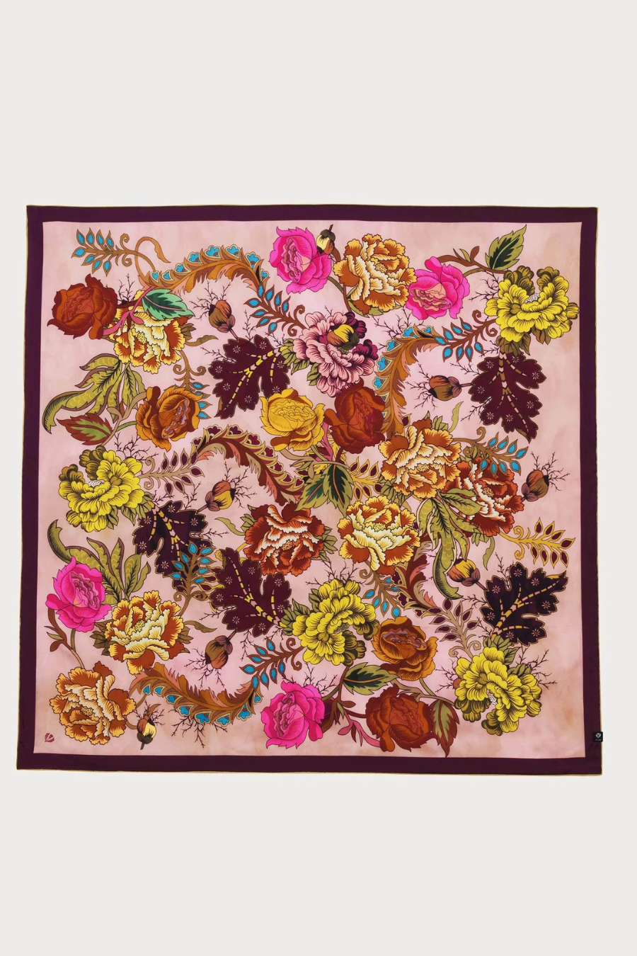 Silk Floral Print Sqaure Scarf