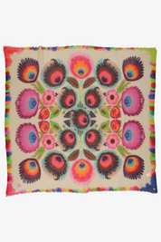 Colourful Plumes Square Wool Scarf