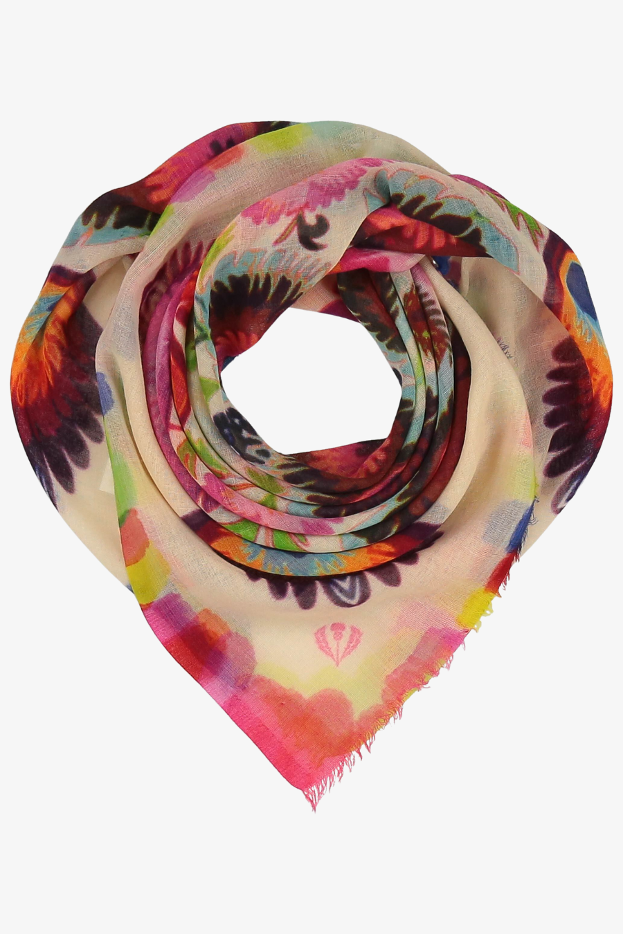 Colourful Plumes Square Wool Scarf