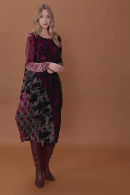 Duchess Draped Dress in Jewel Multi Velvet