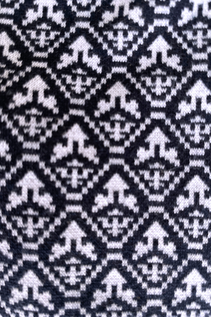 Navy and White Print Wool Gloves