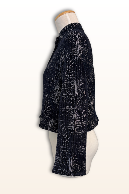 Crop Mandarin Collar Jacket in Fontana Velvet Chenille