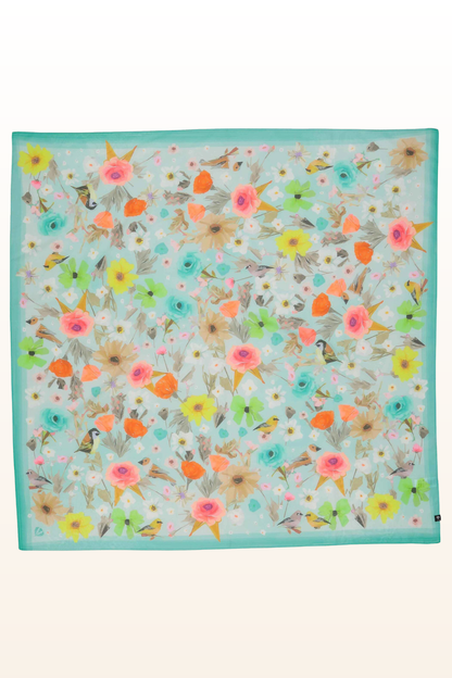 Floral/Birds Cotton/Silk Square Scarf-COMING SOON