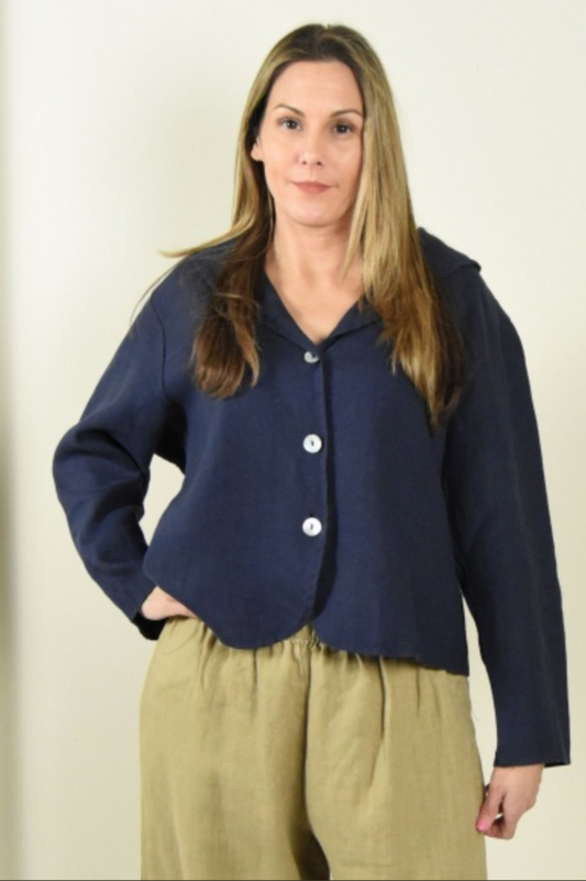 Sailor Jacket in Navy Cotton Gauze