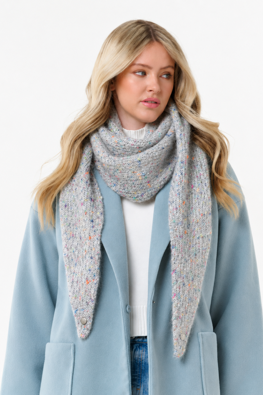 Colorful Mottled Knit Triangle Scarf-COMING SOON
