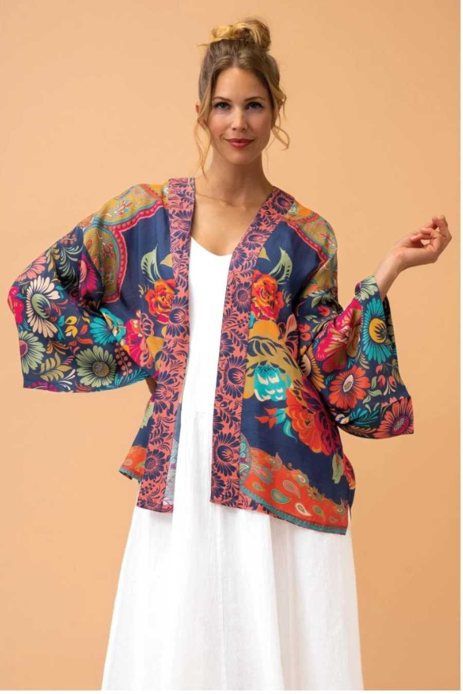 Kimono Jacket-Navy Vintage Floral