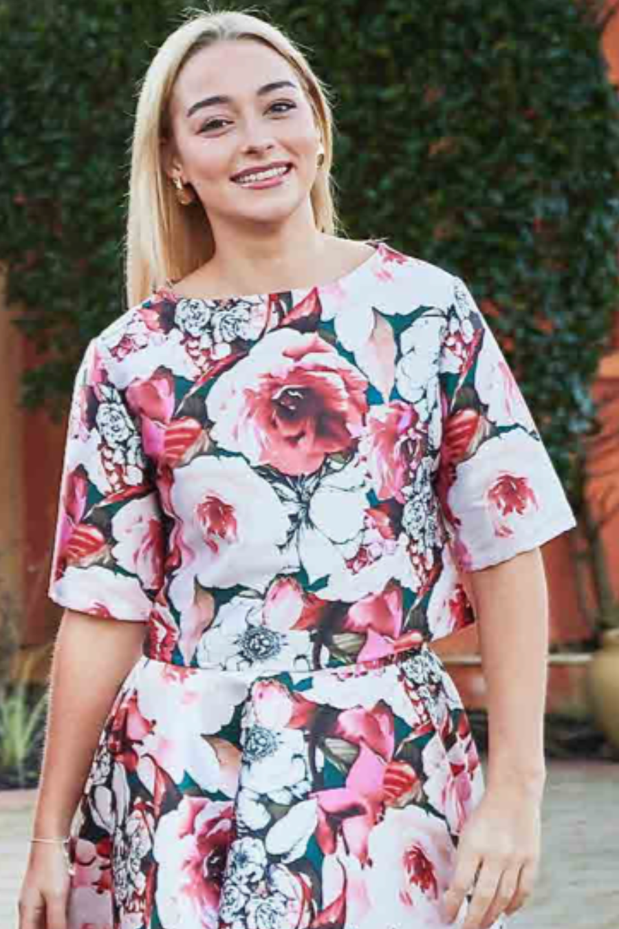 Sigi Top in Rosa Print Taffeta