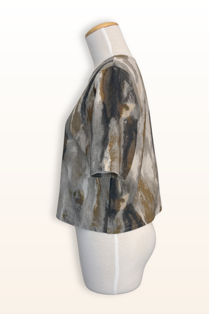 Simon Shirt in Pioggia Print Linen/Viscose