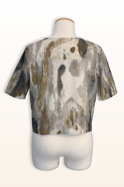 Simon Shirt in Pioggia Print Linen/Viscose