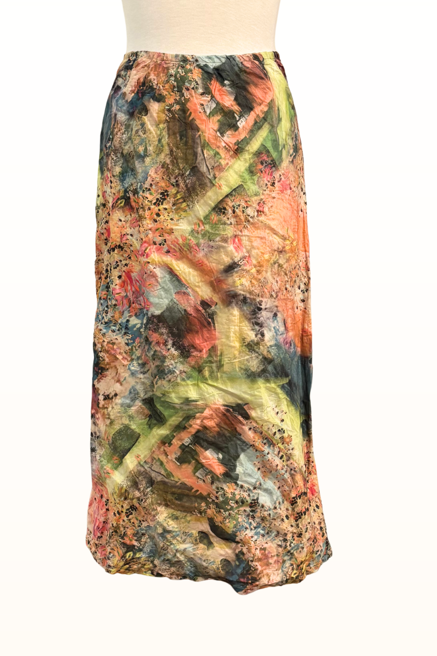 Bias Skirt in Giverny "Monet" Print Polyester-Size Medium ONLY