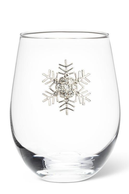 Stemless Wine Glass with Jewelled Snowflake-COMING SOON