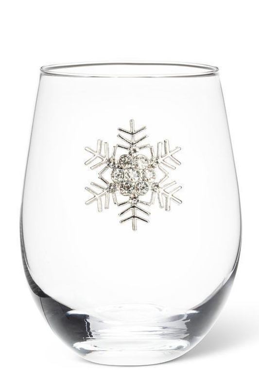Stemless Wine Glass with Jewelled Snowflake-COMING SOON