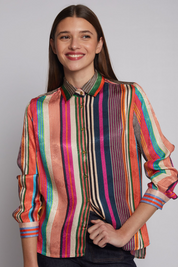 Vilagallo Stipe Jaquard Print Blouse