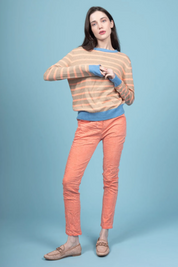 Periwinkle Border Stripe Cotton Blend Sweater-COMING SOON