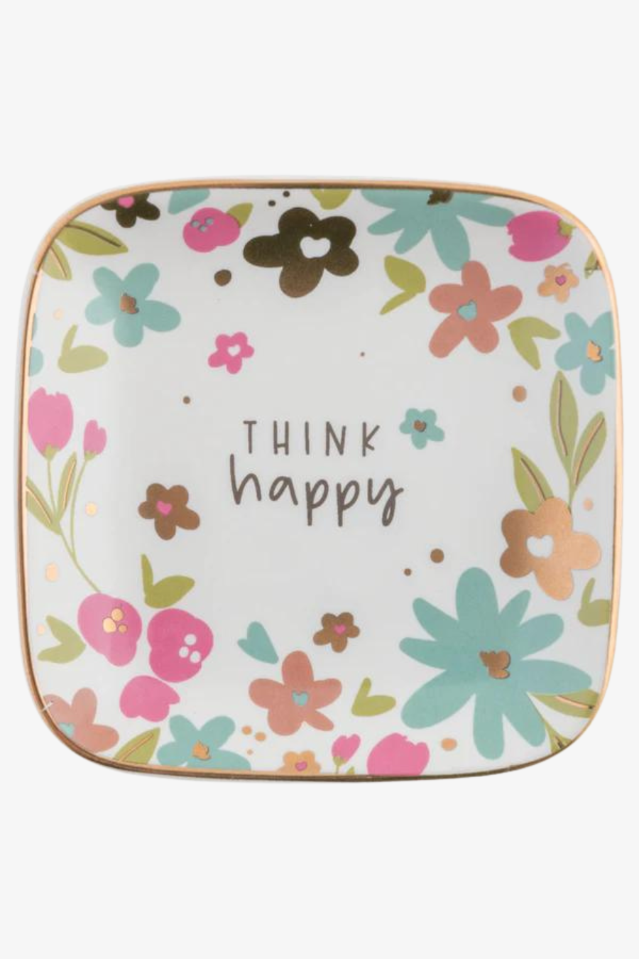 "Think Happy" Small Square Trinket Dish