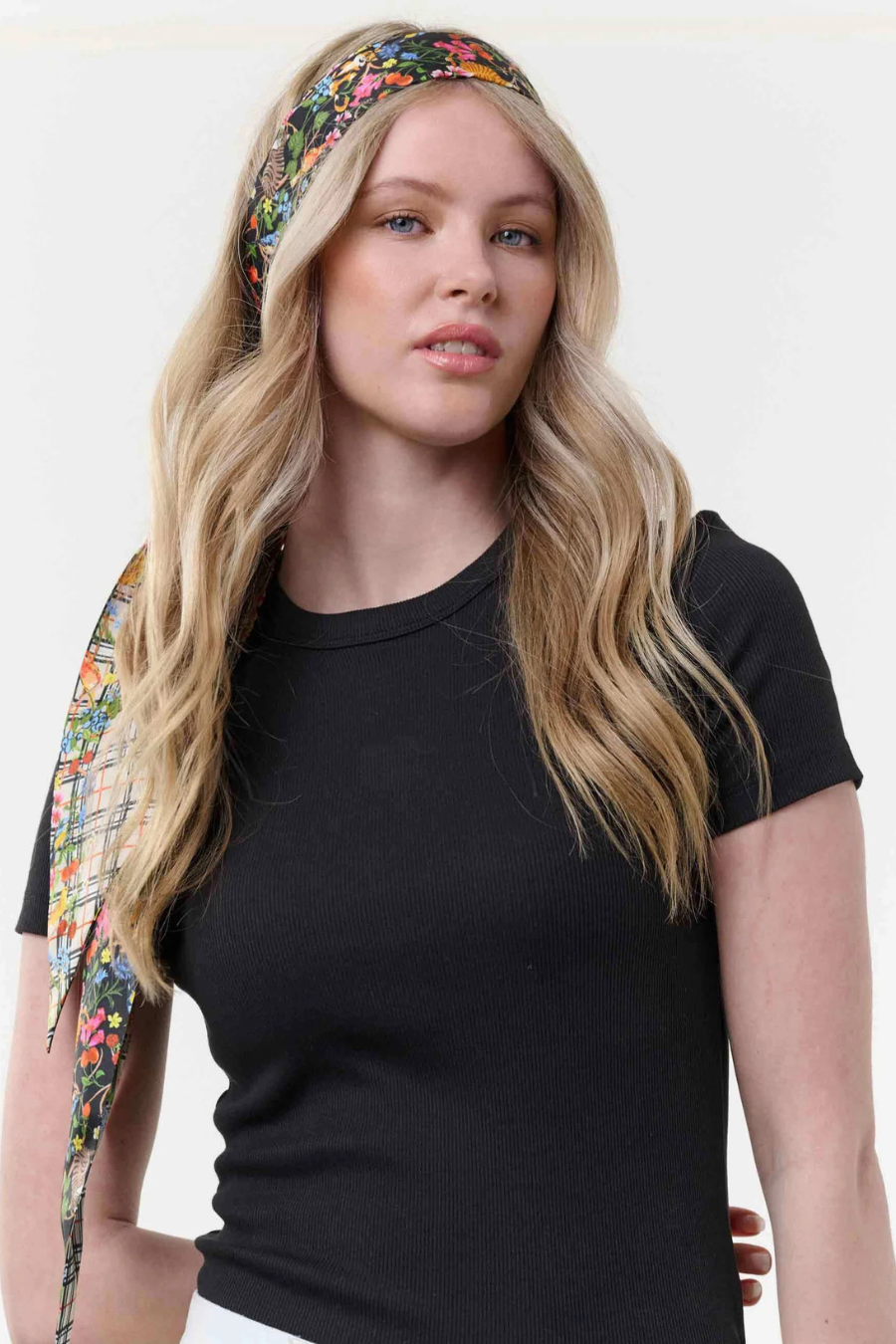 Fraas Plaid Jungle Cat Skinny Silk Scarf