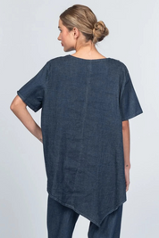 Denim Handkerchief Hem Top-COMING SOON