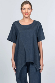 Denim Handkerchief Hem Top-COMING SOON