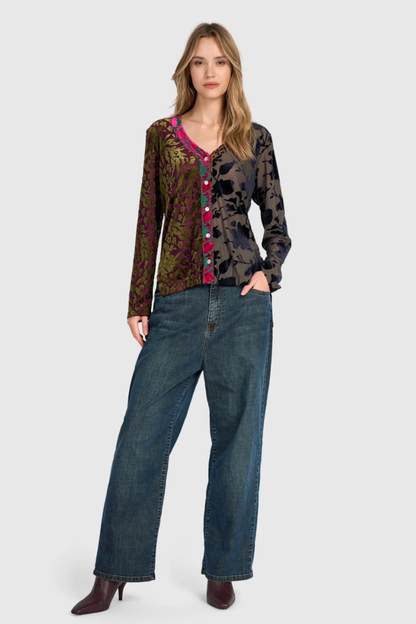 Cut Velvet Cardigan Top